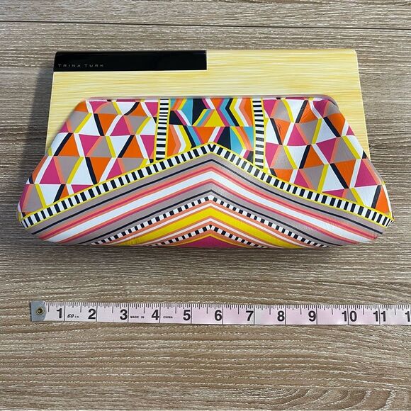 Trina Turk Azulejo Sunset Leather Clutch - Picture 12 of 13